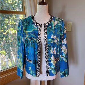 Chico’s Floral Jacket with Leopard Trim